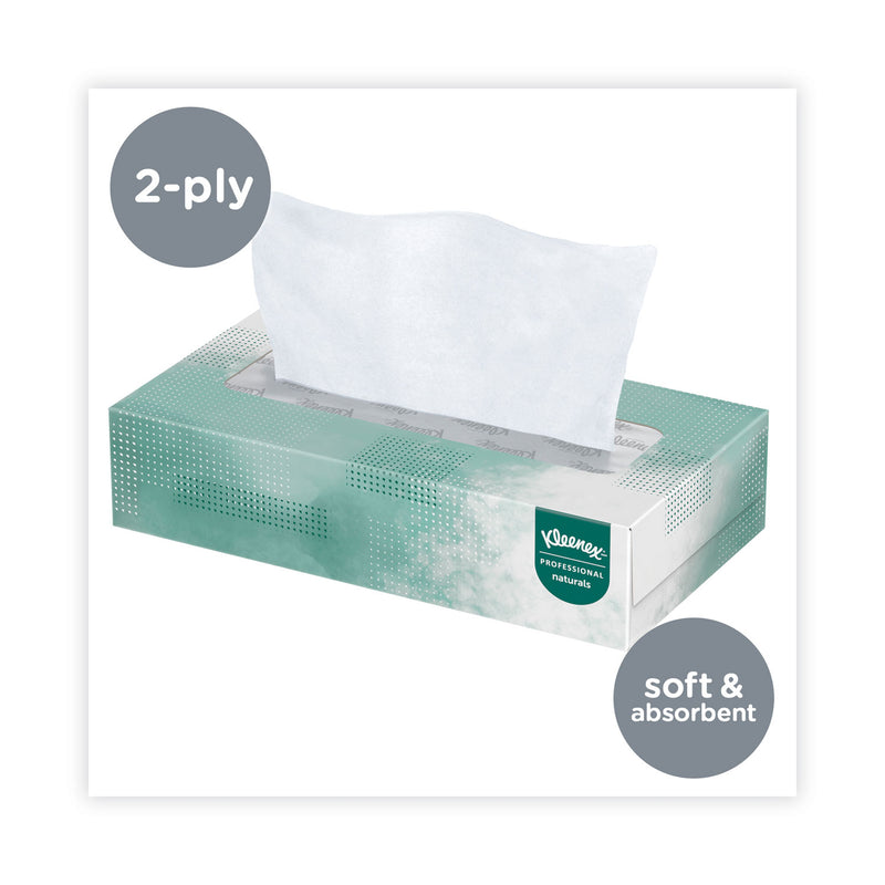 Kleenex Naturals Facial Tissue for Business, Flat Box, 2-Ply, White, 125 Sheets/Box, 48 Boxes/Carton