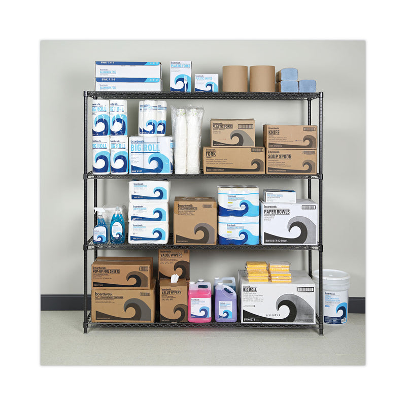 Alera BA Plus Wire Shelving Kit, Four-Shelf, 72w x 18d x 72h, Black Anthracite Plus