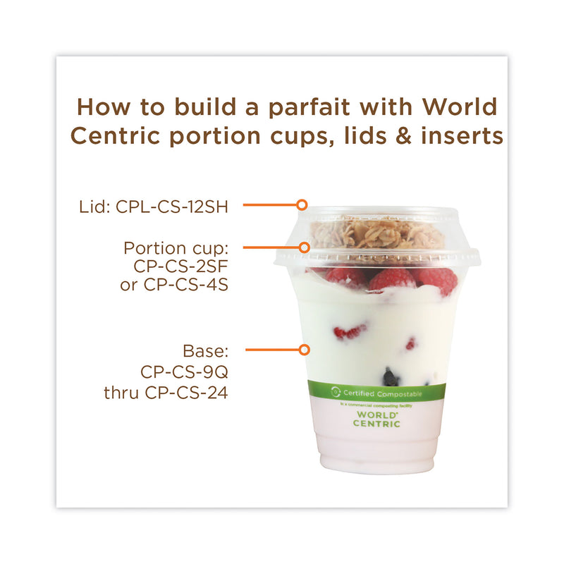 World Centric PLA Clear Cold Cup Lids, Dome Lid, Fits 2 oz Portion Cup and 9 oz to 24 oz Cups, 1,000/Carton