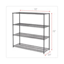 Alera BA Plus Wire Shelving Kit, Four-Shelf, 72w x 24d x 72h, Black Anthracite Plus
