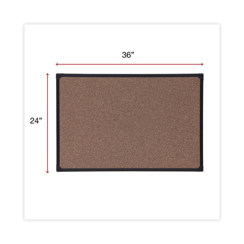 Universal Tech Cork Board, 36 x 24, Cork, Black Plastic Frame