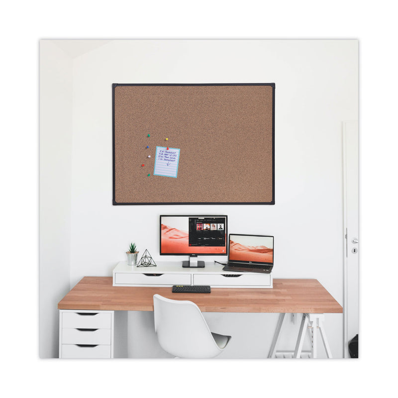 Universal Tech Cork Board, 48 x 36, Cork, Black Frame