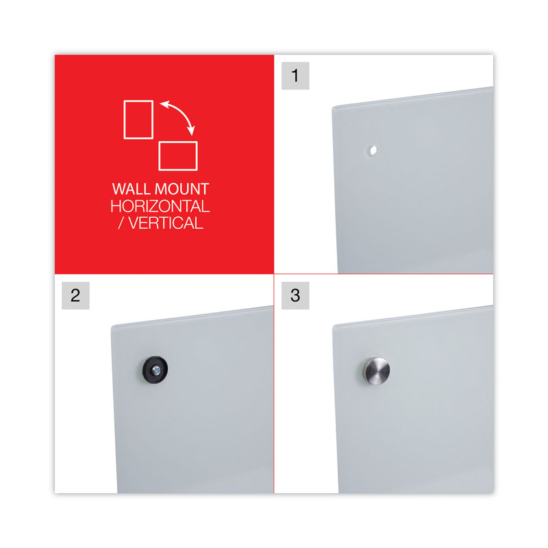 Universal Frameless Glass Marker Board, 36" x 24", White
