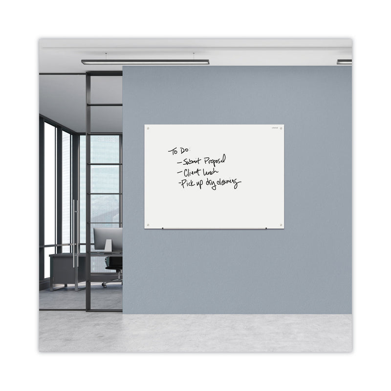 Universal Frameless Glass Marker Board, 48" x 36", White