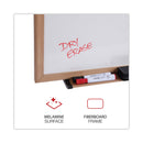 Universal Dry-Erase Board, Melamine, 96 x 48, White, Oak-Finished Frame