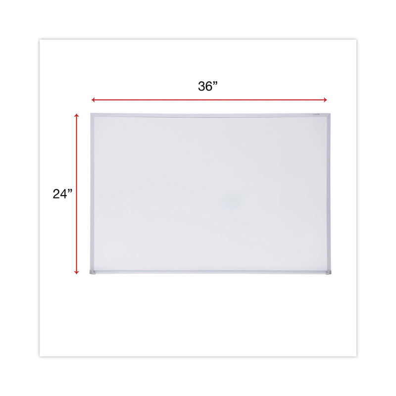 Universal Dry Erase Board, Melamine, 36 x 24, Satin-Finished Aluminum Frame