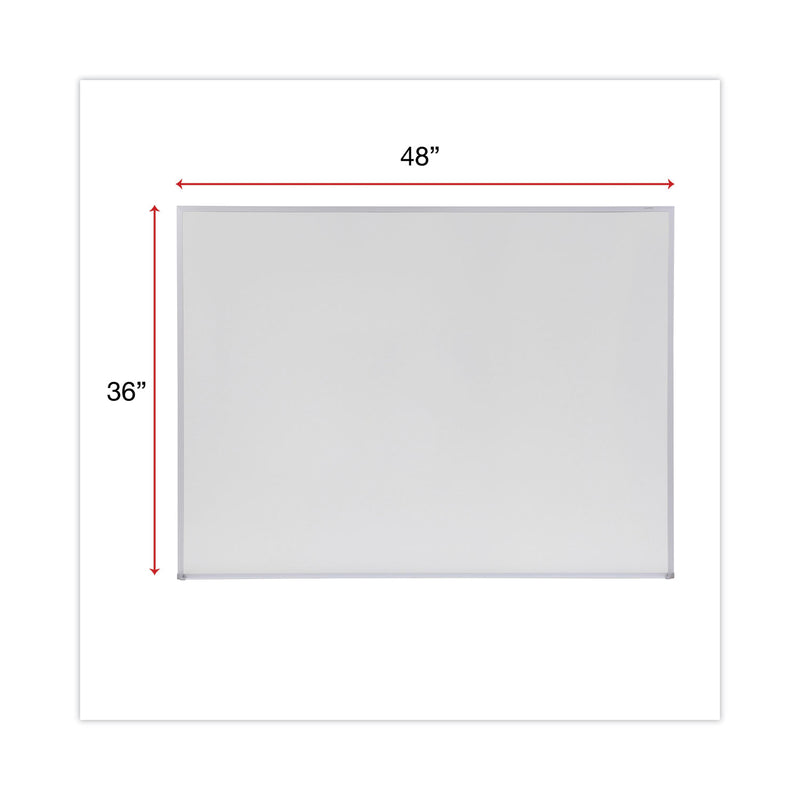 Universal Dry Erase Board, Melamine, 48 x 36, Satin-Finished Aluminum Frame