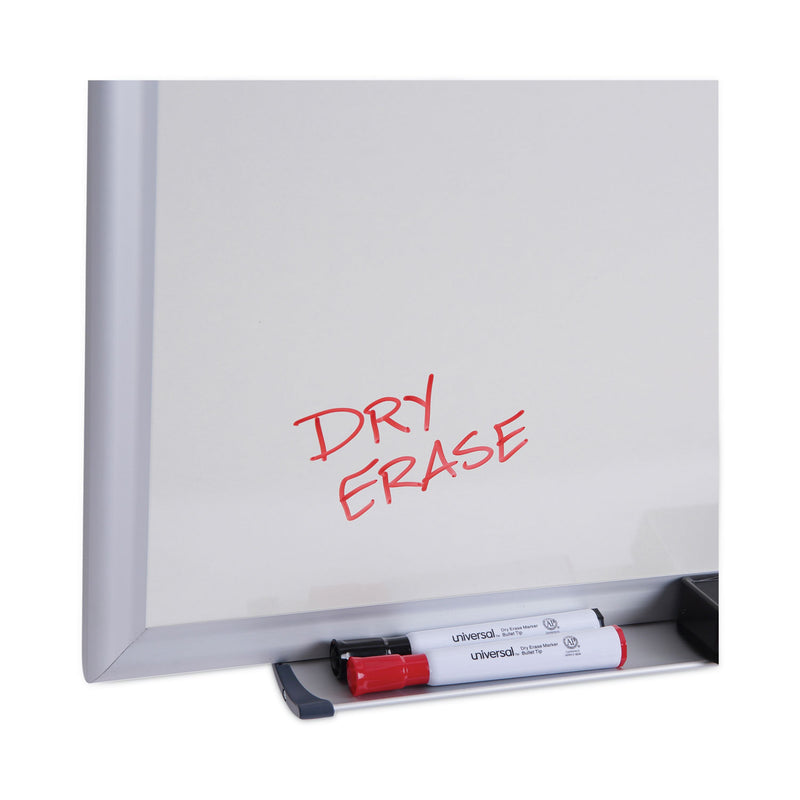 Universal Dry Erase Board, Melamine, 96 x 48, Satin-Finished Aluminum Frame