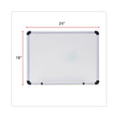Universal Dry Erase Board, Melamine, 24 x 18, White, Black/Gray, Aluminum/Plastic Frame