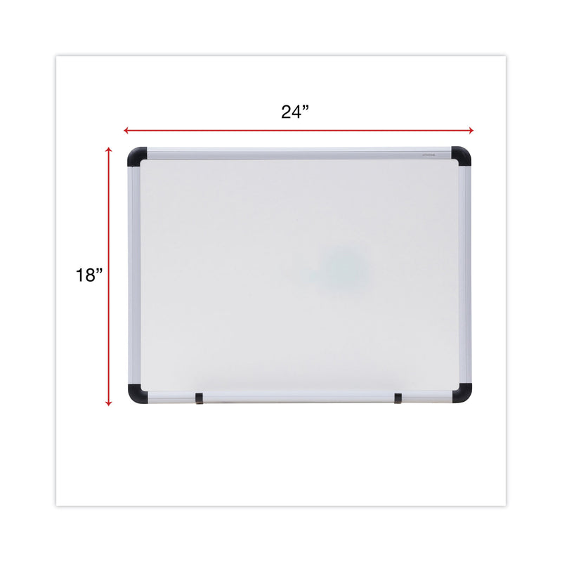 Universal Dry Erase Board, Melamine, 24 x 18, White, Black/Gray, Aluminum/Plastic Frame