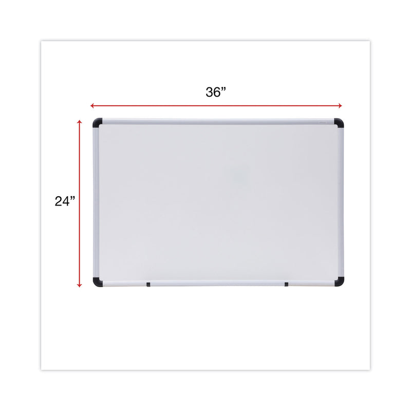 Universal Dry Erase Board, Melamine, 36 x 24, White, Black/Gray Aluminum/Plastic Frame