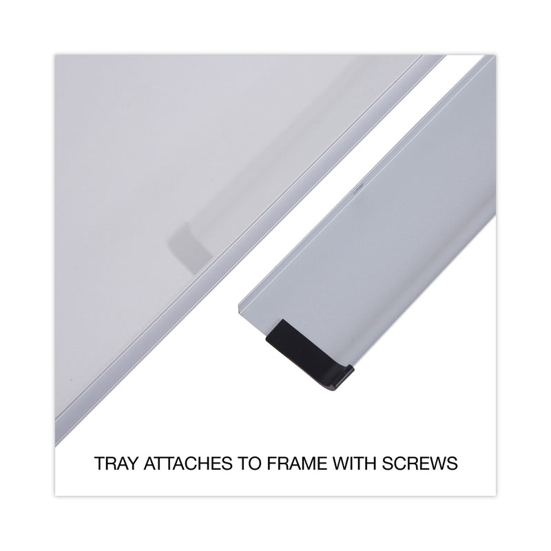 Universal Dry Erase Board, Melamine, 48 x 36, White, Black/Gray Aluminum/Plastic Frame