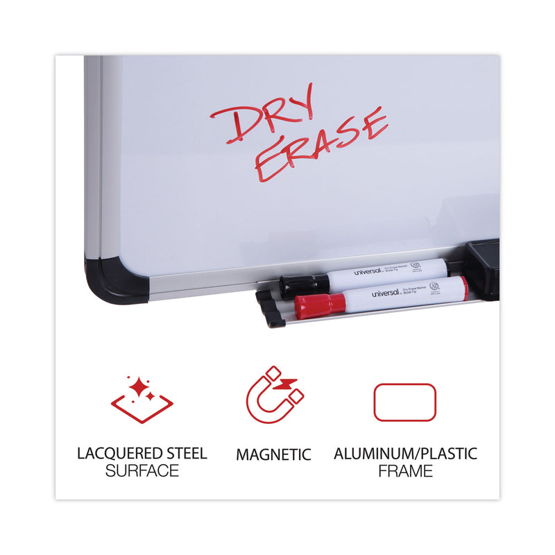 Universal Magnetic Steel Dry Erase Board, 24 x 18, White, Aluminum Frame