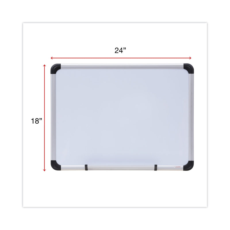 Universal Magnetic Steel Dry Erase Board, 24 x 18, White, Aluminum Frame