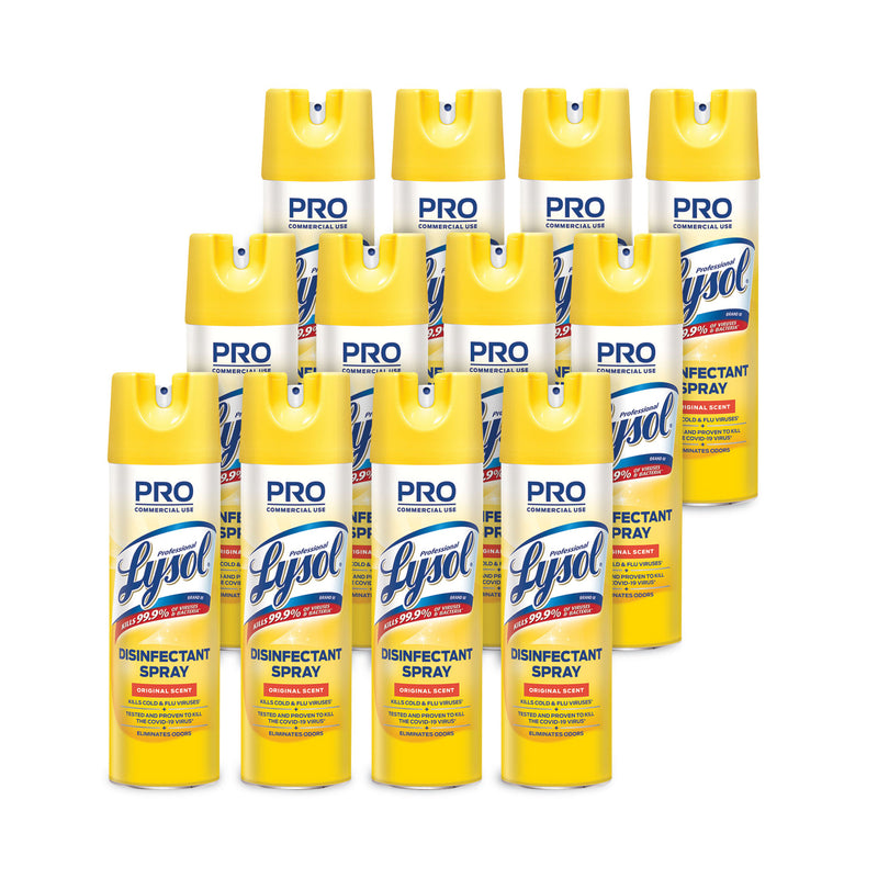 Professional LYSOL Disinfectant Spray, Original Scent, 19 oz Aerosol Spray, 12/Carton