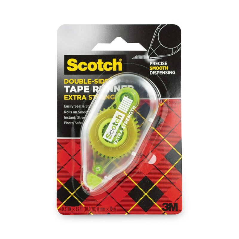 Scotch Extra-Strength Tape Runner, 0.31" x 33 ft, Dries Clear