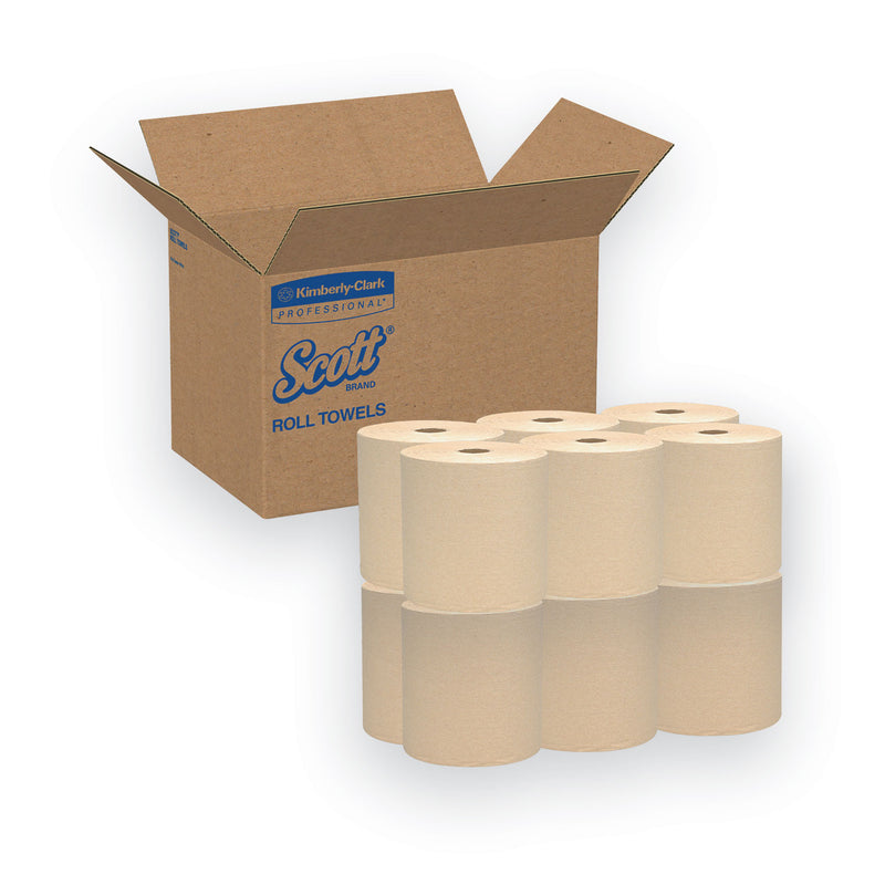 Scott Essential Hard Roll Towels for Business, 1.5" Core, 8 x 800 ft, Natural, 12 Rolls/Carton