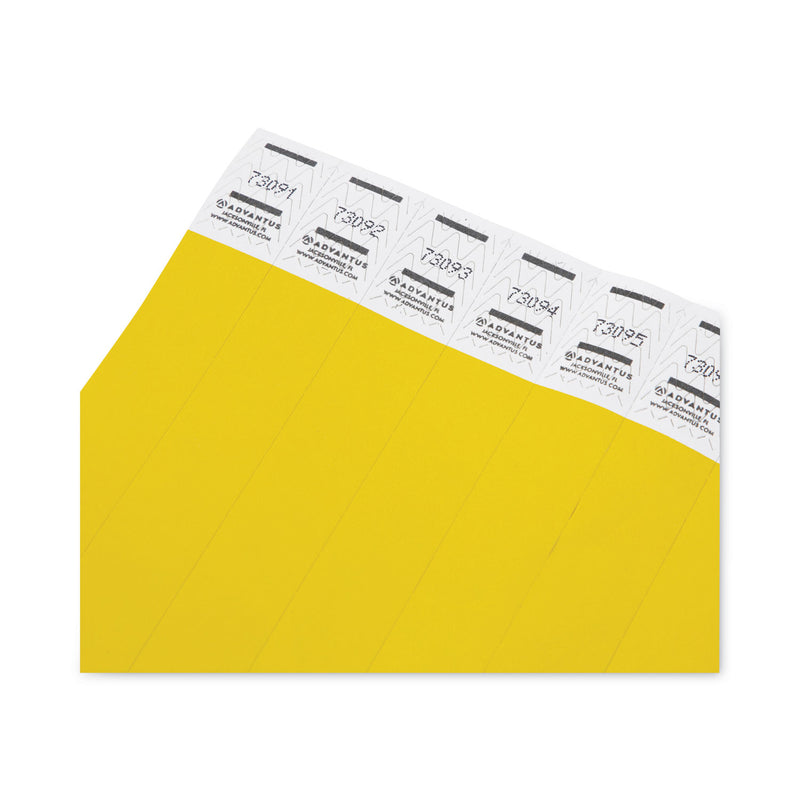 Advantus Crowd Management Wristbands, Sequentially Numbered, 9.75" x 0.75", Neon Yellow,500/Pack