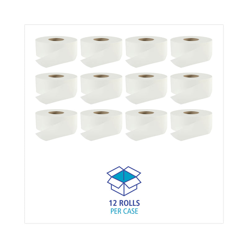 Boardwalk Jumbo Roll Bathroom Tissue, Septic Safe, 2-Ply, White, 3.2" x 525 ft, 12 Rolls/Carton