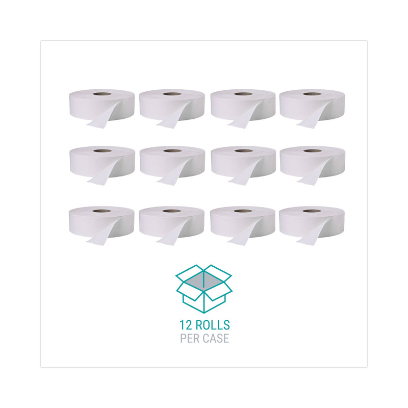 Windsoft Jumbo Roll Bath Tissue, Septic Safe, 2 Ply, White, 3.4" x 1,000 ft, 12 Rolls/Carton