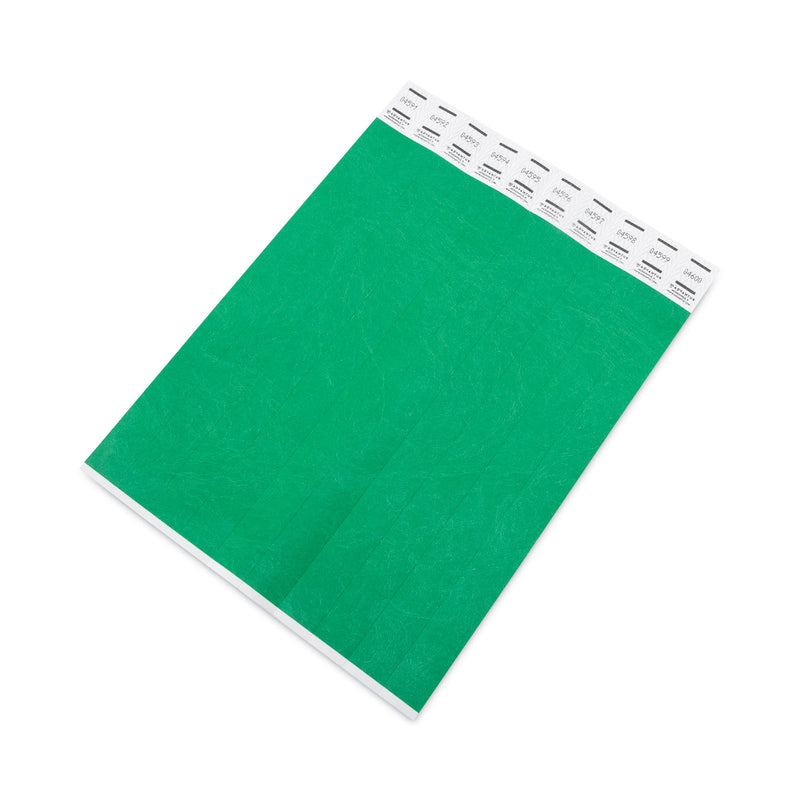 Advantus Crowd Management Wristbands, Sequentially Numbered, 9.75" x 0.75", Green, 500/Pack
