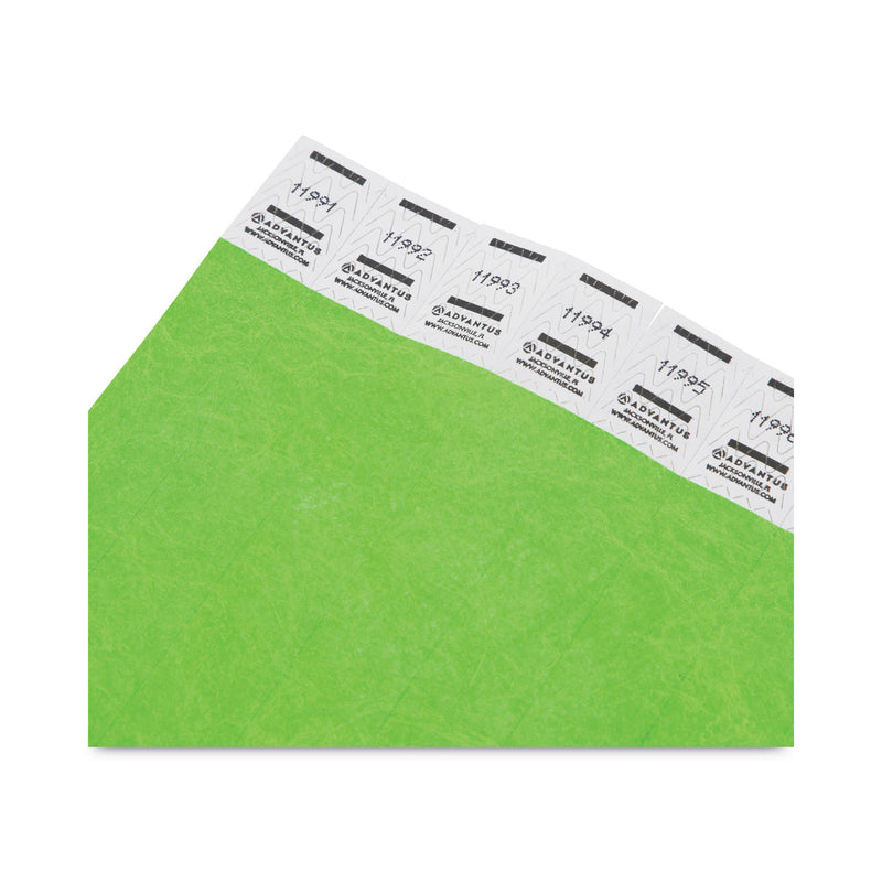 Advantus Crowd Management Wristbands, Sequentially Numbered, 9.75" x 0.75", Neon Green, 500/Pack