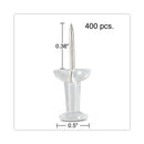 Universal Clear Push Pins, Plastic, Clear, 0.38", 400/Pack
