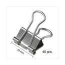 Universal Binder Clips with Storage Tub, Small, Silver, 40/Pack