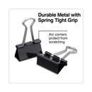 Universal Binder Clips with Storage Tub, (50) Small (0.75"), (10) Medium (1.25"), Black/Silver