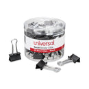 Universal Binder Clips with Storage Tub, Small, Black/Silver, 40/Pack