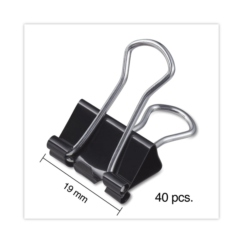 Universal Binder Clips with Storage Tub, Small, Black/Silver, 40/Pack