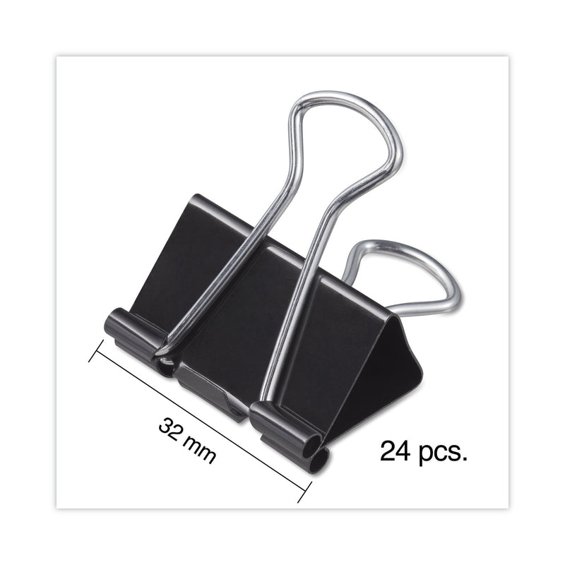 Universal Binder Clips with Storage Tub, Medium, Black/Silver, 24/Pack