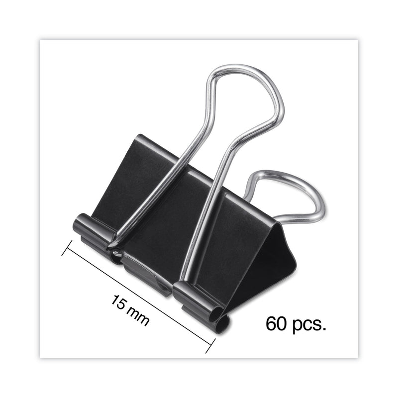 Universal Binder Clips with Storage Tub, Mini, Black/Silver, 60/Pack