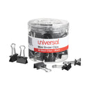 Universal Binder Clips with Storage Tub, Mini, Black/Silver, 60/Pack
