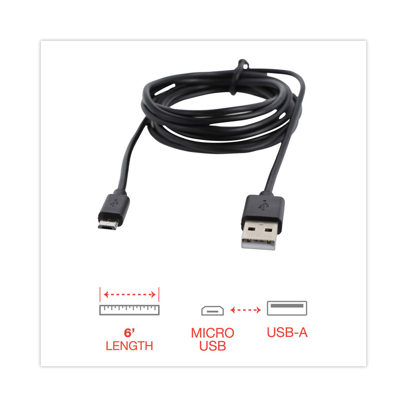 Innovera USB to Micro USB Cable, 6 ft, Black