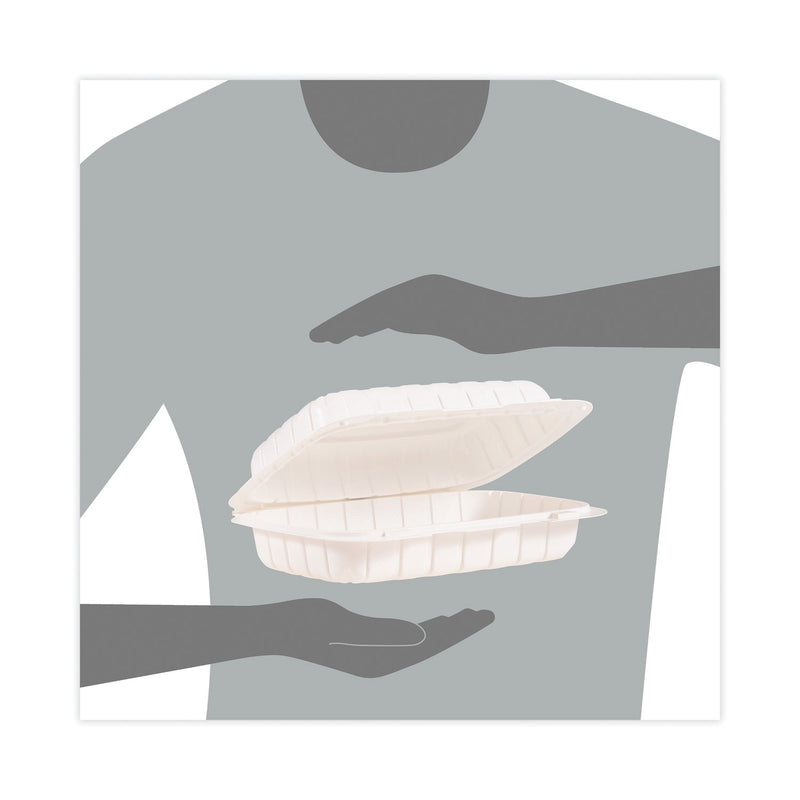 ProPlanet Hinged Lid Containers, Hoagie Container, 6.5 x 9 x 2.8, White, Plastic, 200/Carton