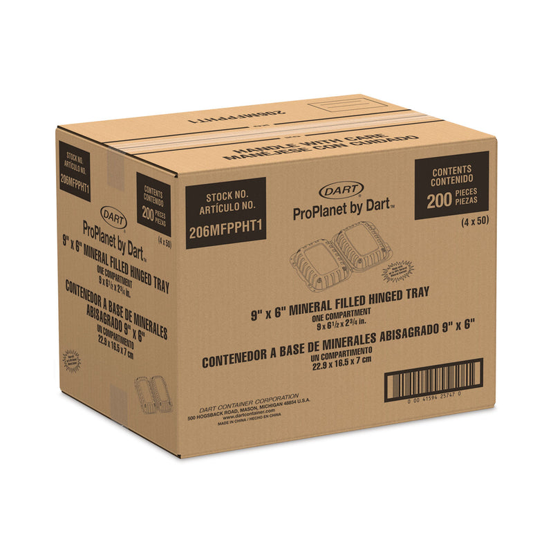 ProPlanet Hinged Lid Containers, Hoagie Container, 6.5 x 9 x 2.8, White, Plastic, 200/Carton