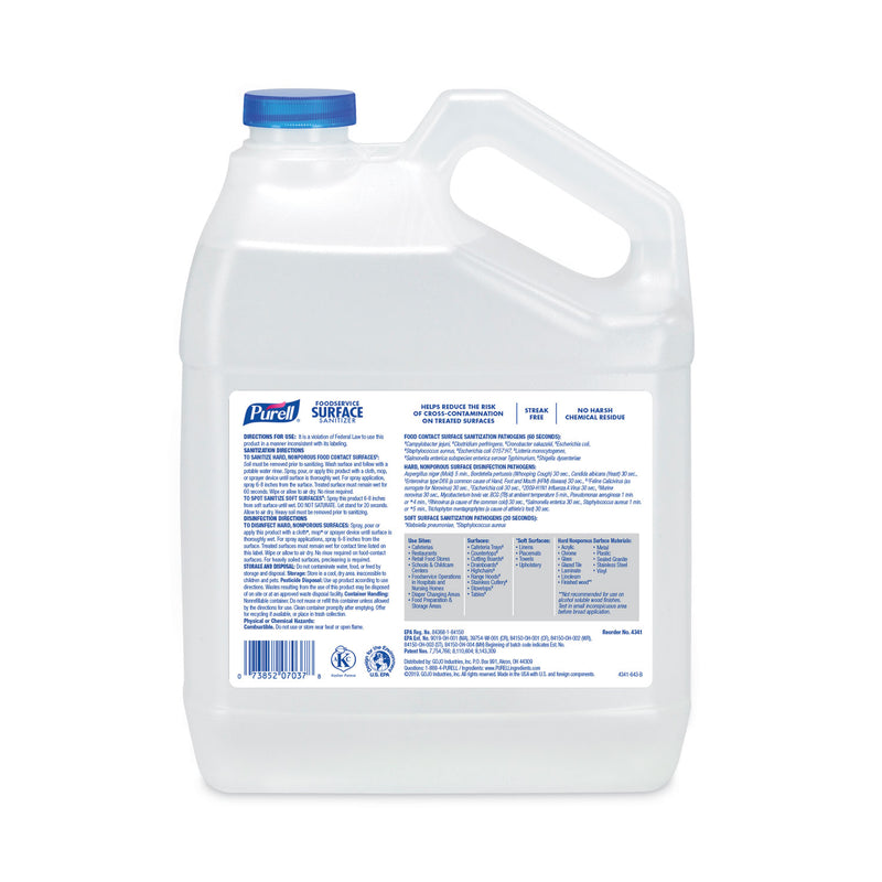 PURELL Foodservice Surface Sanitizer, Fragrance Free, 1 gal Bottle