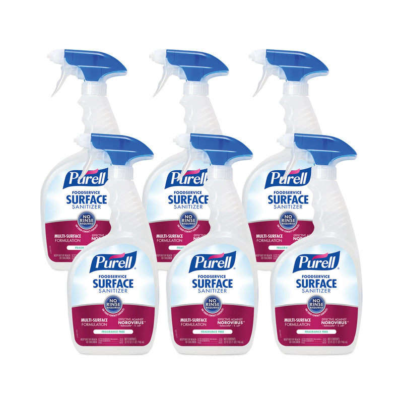 PURELL Foodservice Surface Sanitizer3, Fragrance Free, 32 oz Bottle with Spray Trigger Attached, 6/Carton