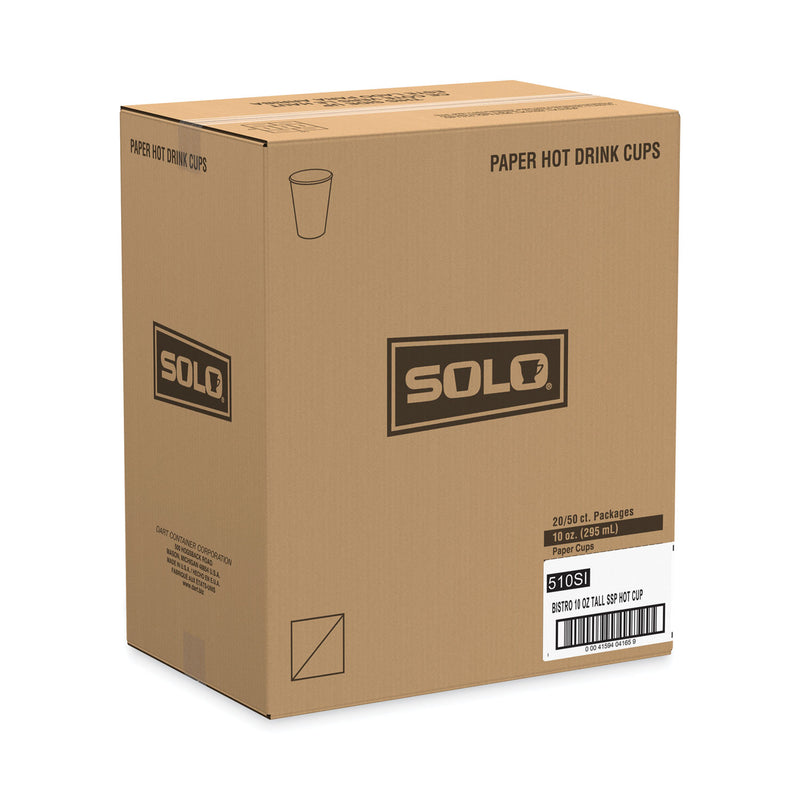 Dart Solo Paper Hot Drink Cups in Bistro Design, 10 oz, Maroon, 1,000/Carton
