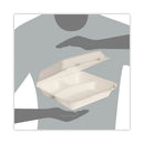 Dart Bare by Solo Eco-Forward Bagasse Hinged Lid Containers, 3-Compartment, 9.6 x 9.4 x 3.2, Ivory, Sugarcane, 200/Carton