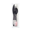 Dart Reliance Mediumweight Cutlery Kit, Knife/Fork/Spoon/Salt/Pepper/Napkin, Black, 250 Kits/Carton