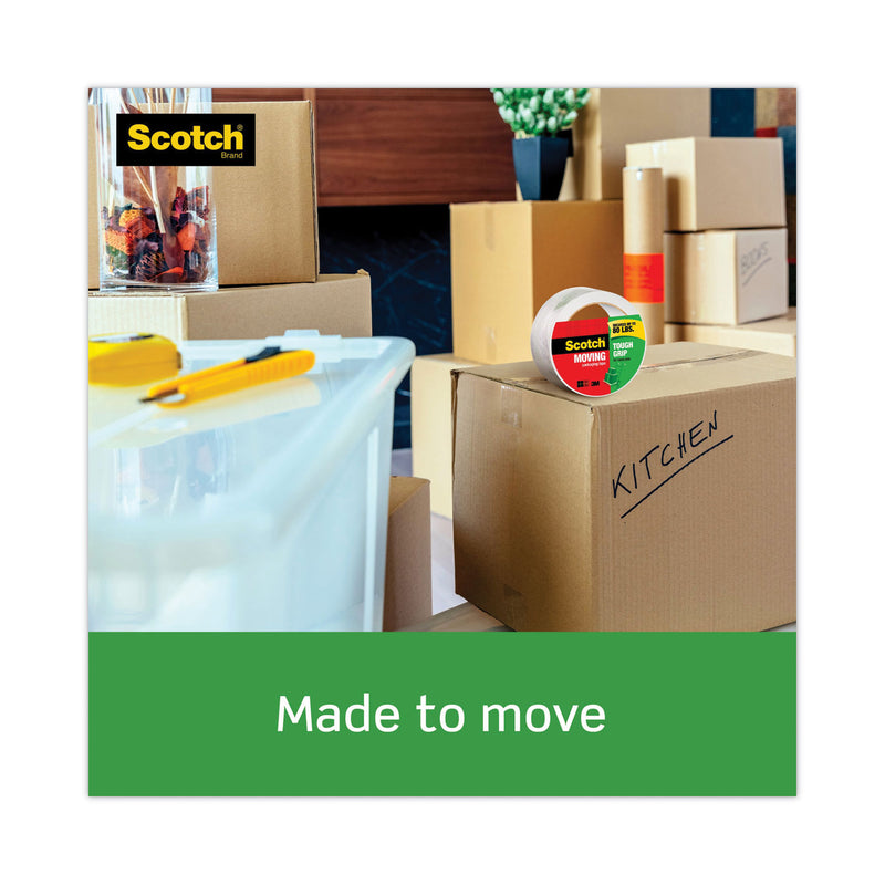 Scotch Tough Grip Moving Packaging Tape, 3" Core, 1.88" x 38.2 yds, Clear, 3/Pack