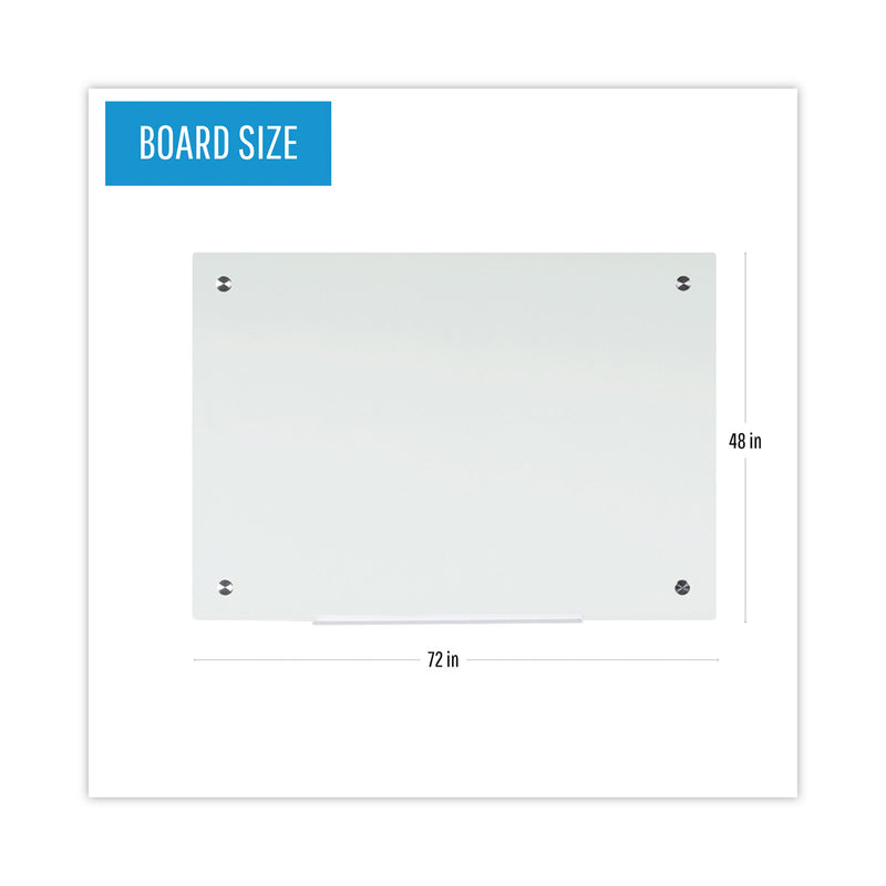 MasterVision Magnetic Glass Dry Erase Board, 72 x 48 x 2, Opaque White