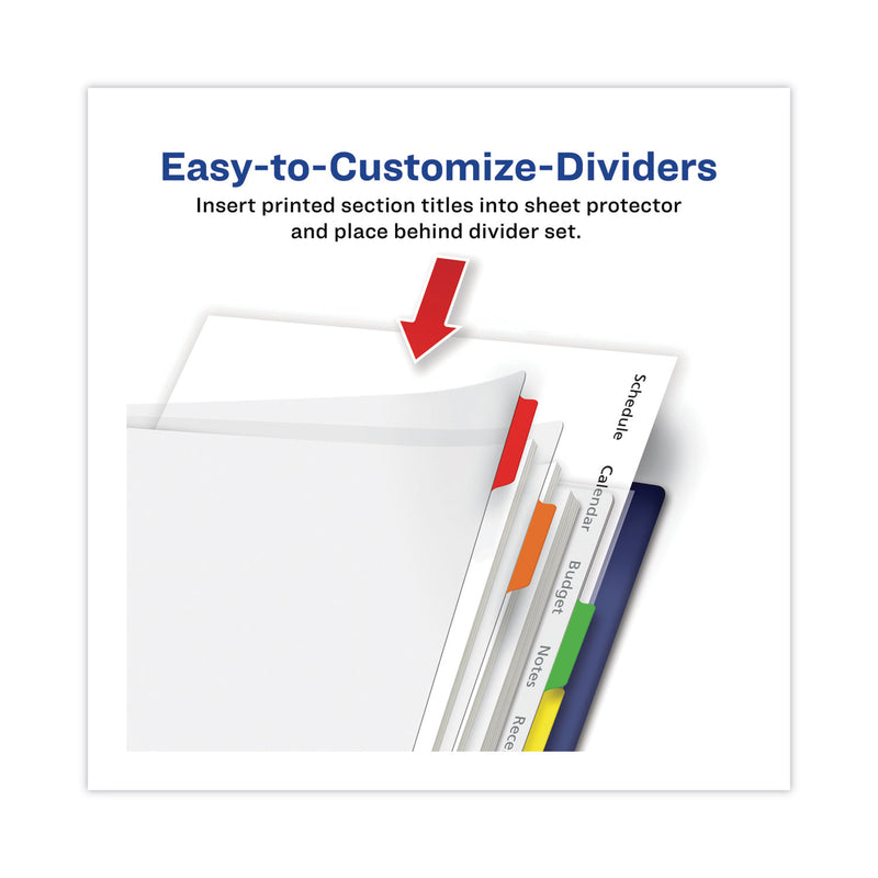 Avery Clear Easy View Plastic Dividers with Multicolored Tabs and Sheet Protector, 8-Tab, 11 x 8.5, Clear, 1 Set