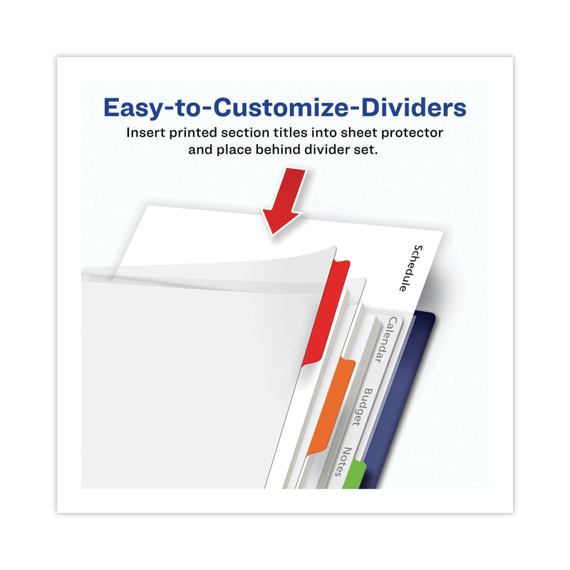Avery Clear Easy View Plastic Dividers with Multicolored Tabs and Sheet Protector, 5-Tab, 11 x 8.5, Clear, 1 Set