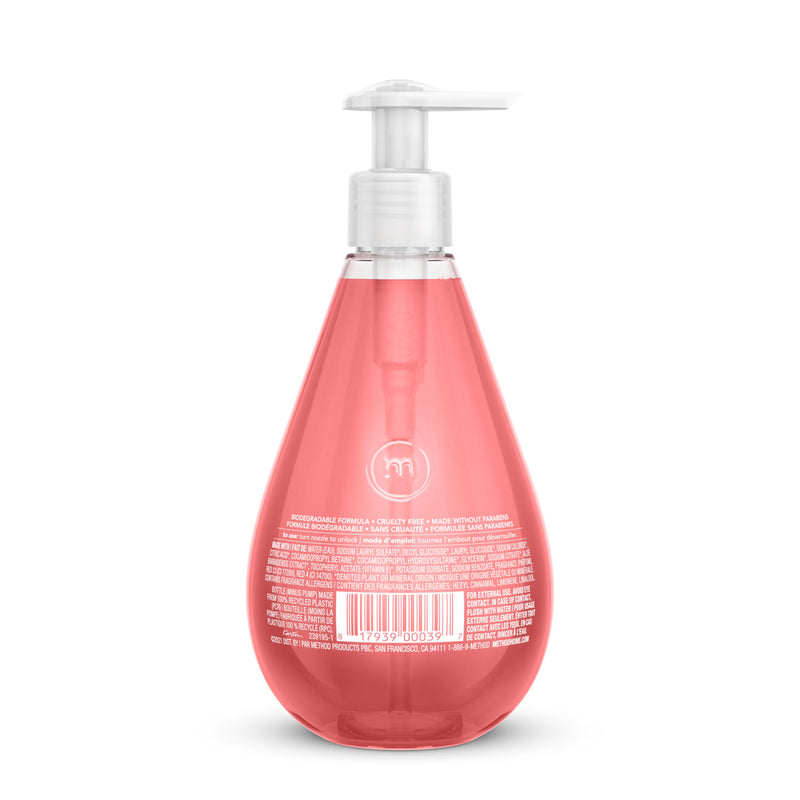 Method Gel Hand Wash, Pink Grapefruit, 12 oz Pump  Bottle, 6/Carton