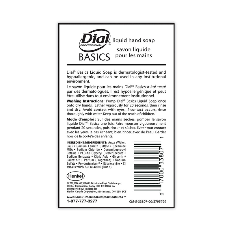 Dial Basics MP Free Liquid Hand Soap, Honeysuckle, 3.78 L Refill Bottle