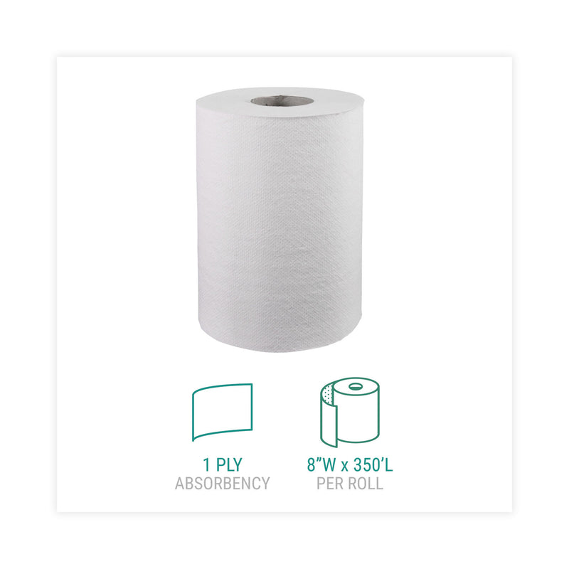 Windsoft Hardwound Roll Towels, 8" x 350 ft, White, 12 Rolls/Carton