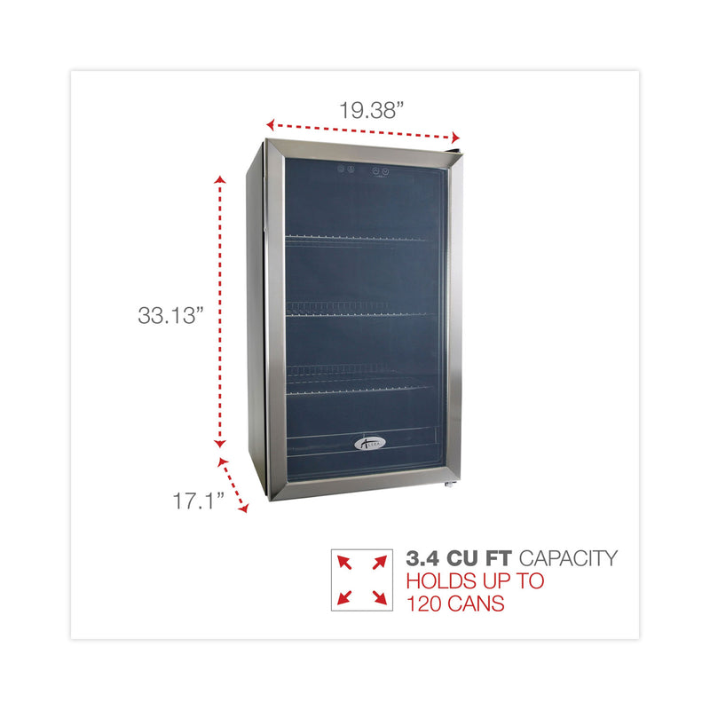 Alera 3.4 Cu. Ft. Beverage Cooler, Stainless Steel/Black